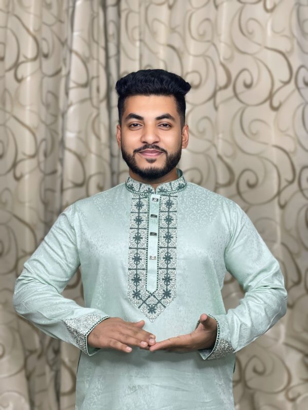 প্রিমিয়াম ইম্পোর্টেড কটন জলছাপ এমব্রয়ডারি পাঞ্জাবি (CODE: 101) - Image 1