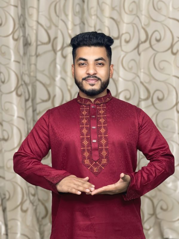 প্রিমিয়াম ইম্পোর্টেড কটন জলছাপ এমব্রয়ডারি পাঞ্জাবি (CODE: 103) - Image 1